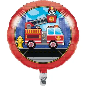 18" Fire Truck Metallic Balloon