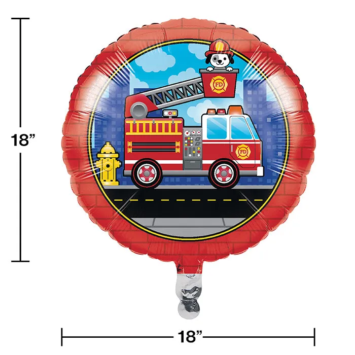 18" Fire Truck Metallic Balloon
