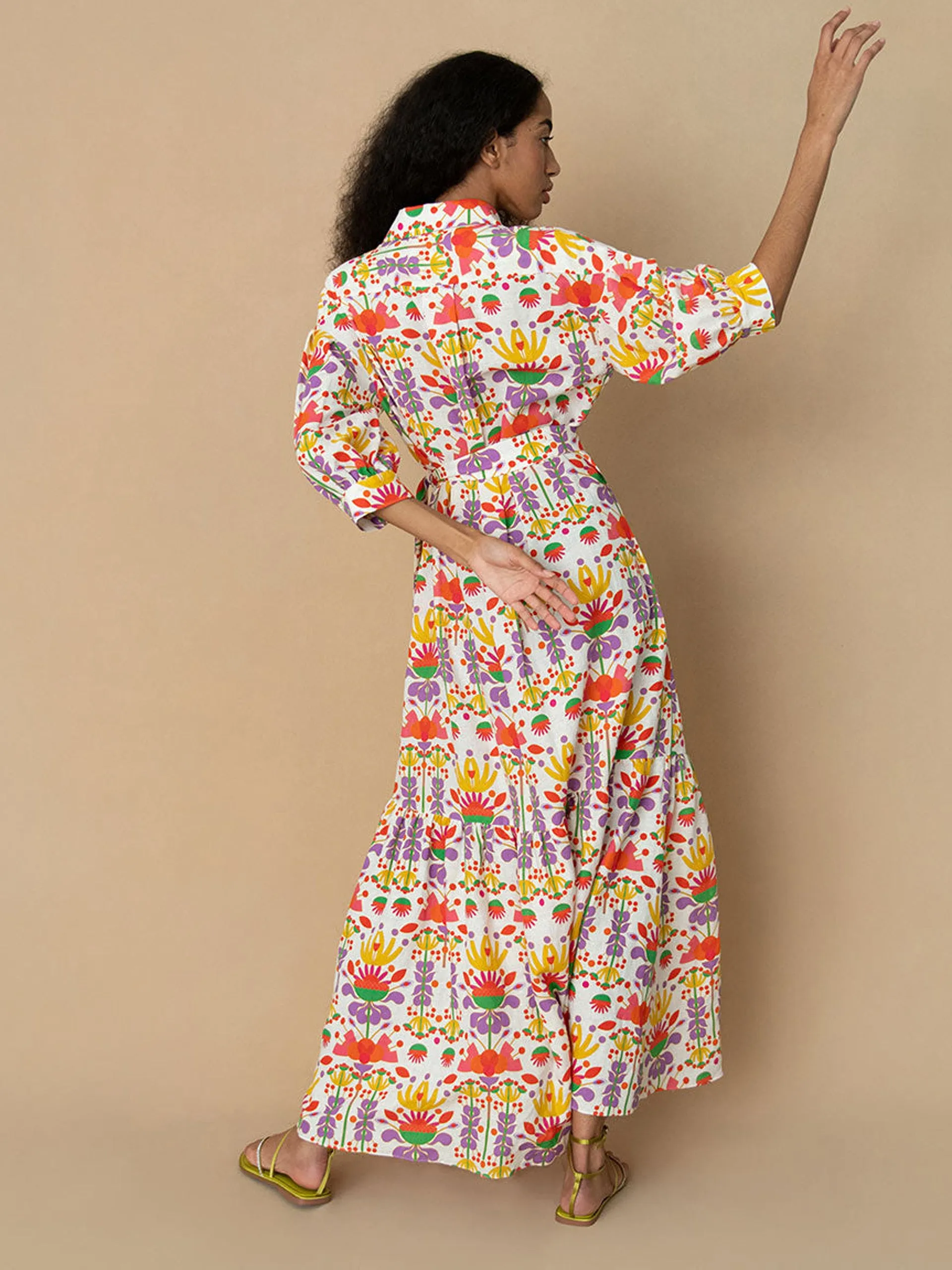 Avatar white linen Bianca maxi dress