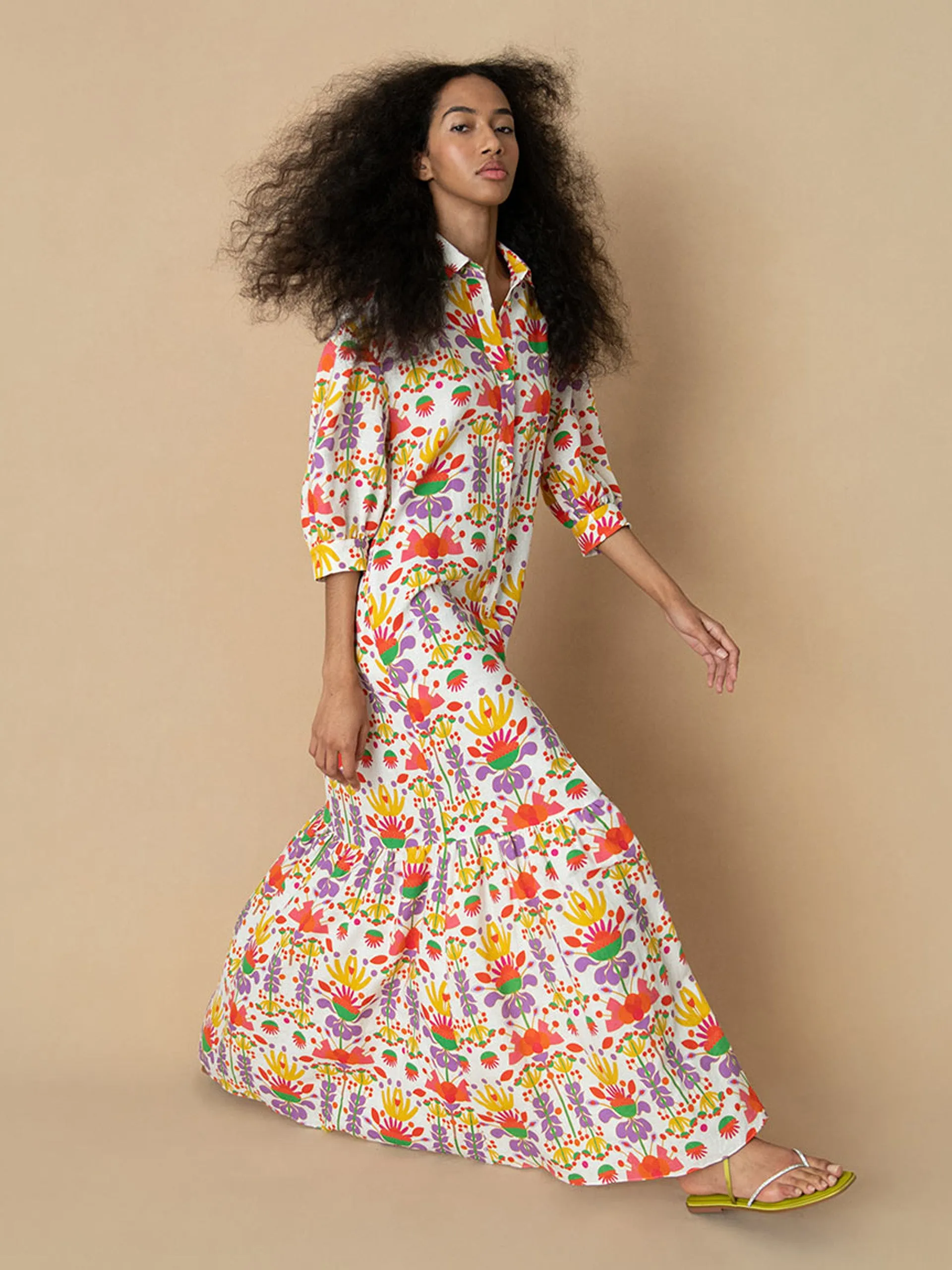 Avatar white linen Bianca maxi dress