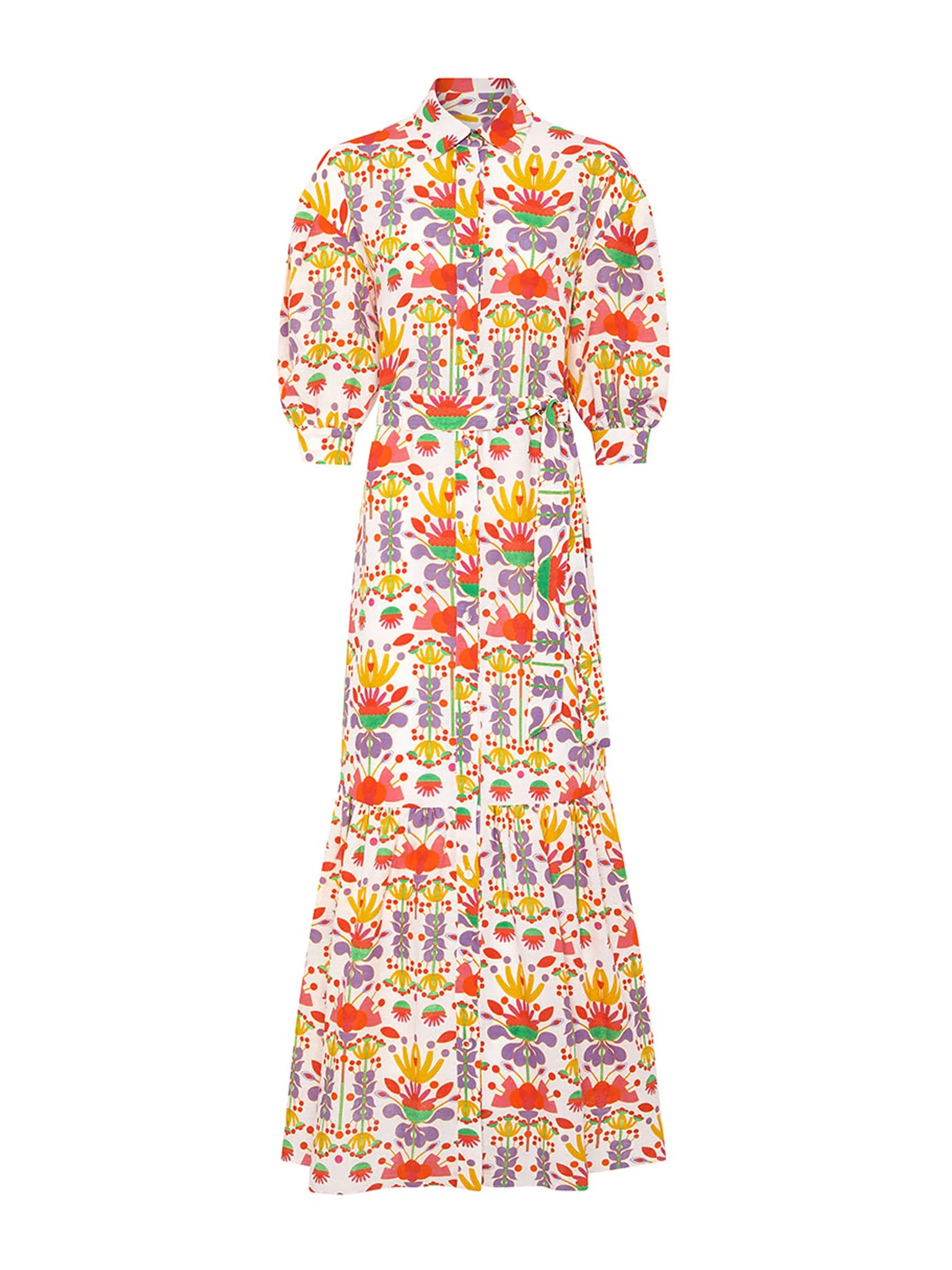 Avatar white linen Bianca maxi dress