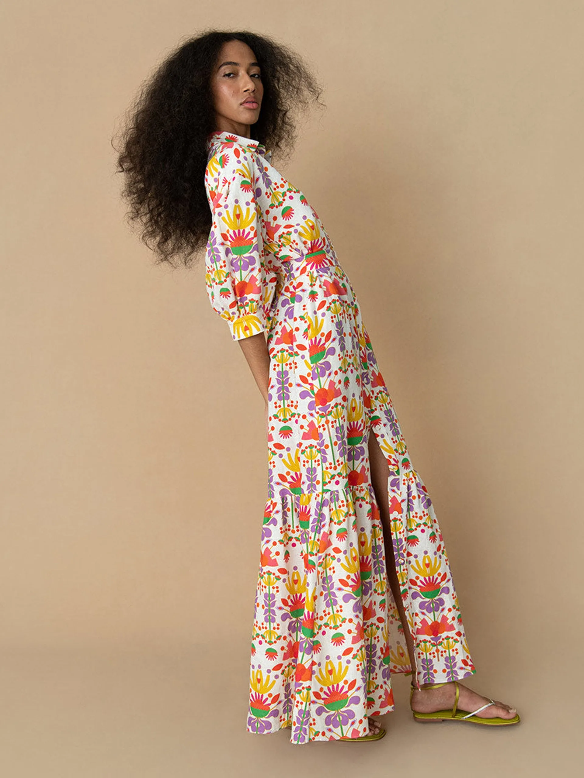 Avatar white linen Bianca maxi dress