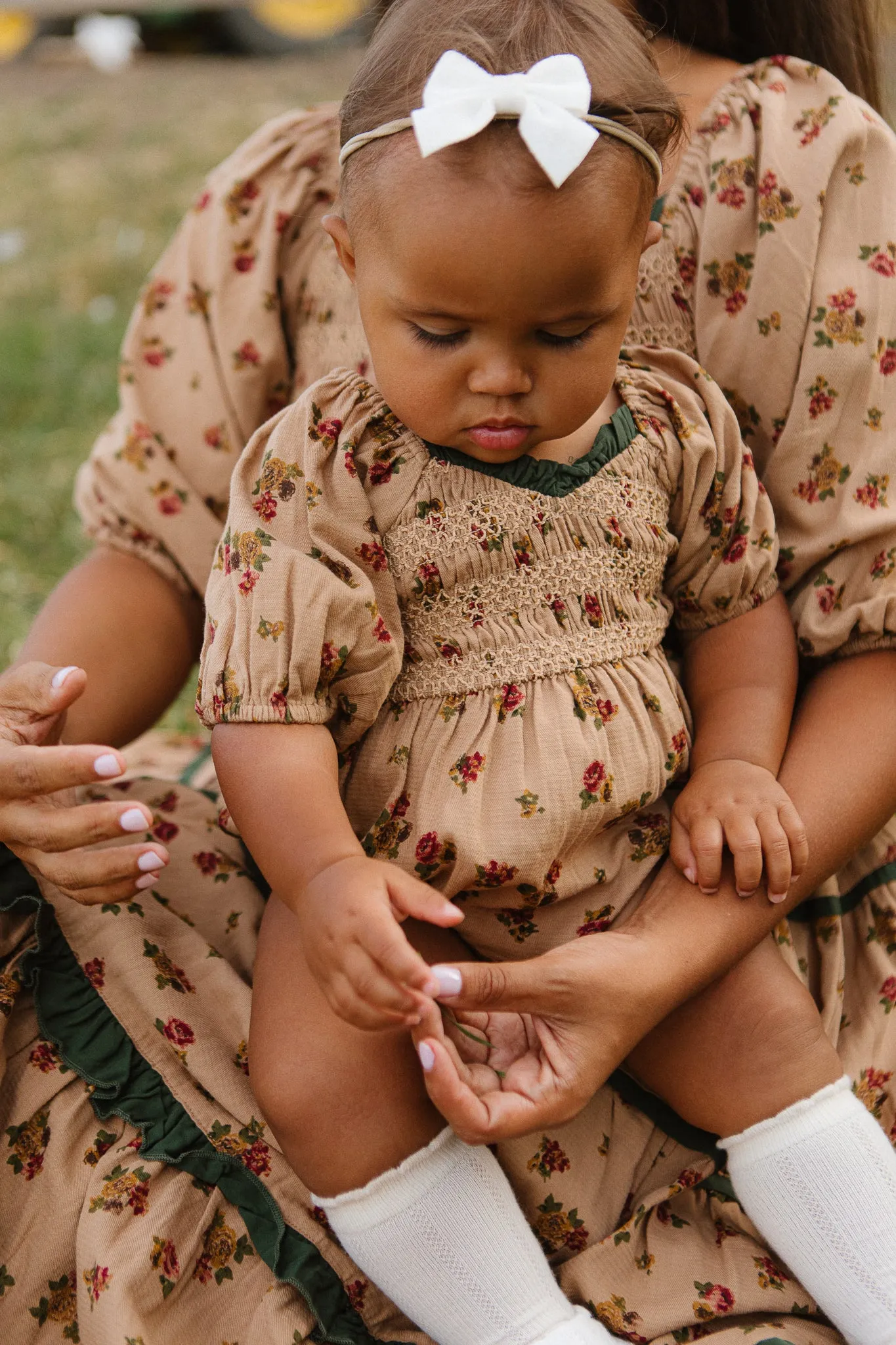 Baby Roselyn Romper in Tan Floral - FINAL SALE