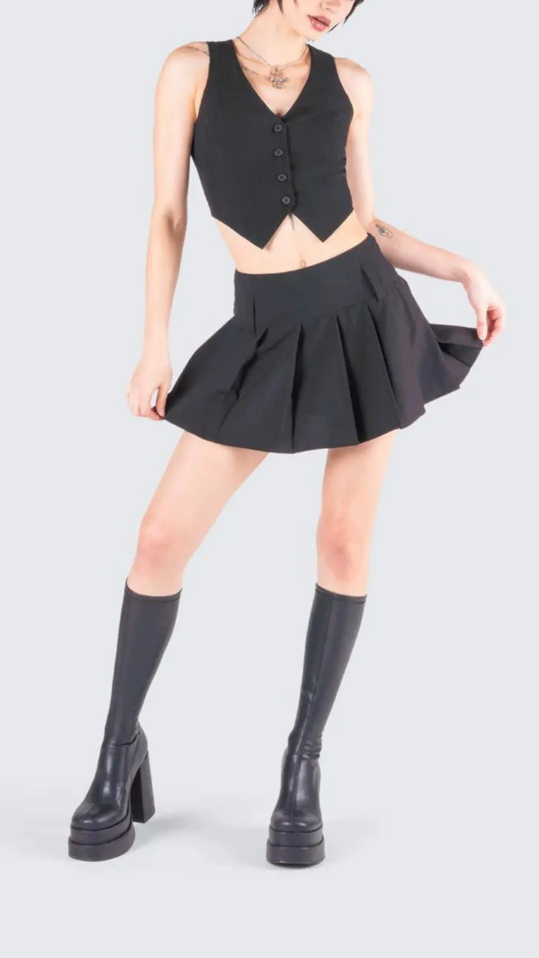 Black Crop Waistcoat