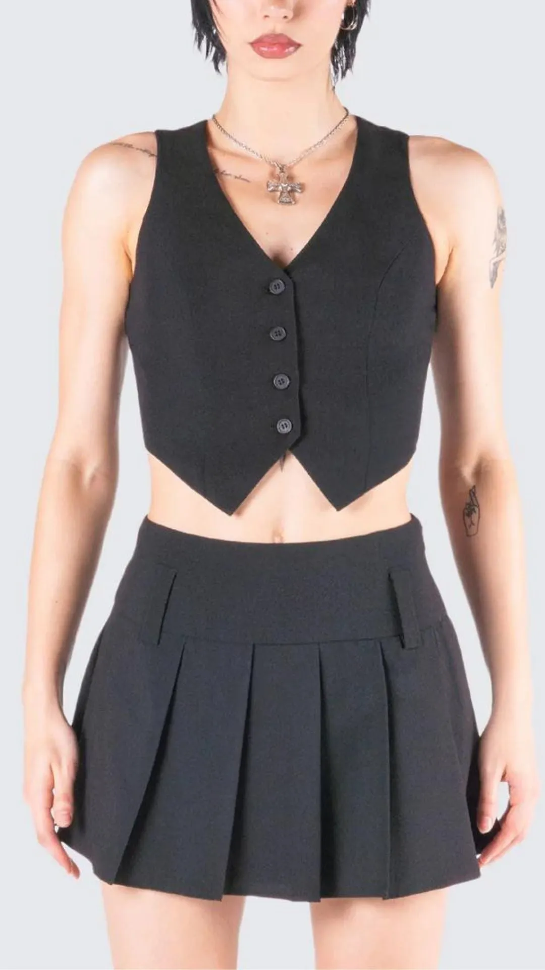 Black Crop Waistcoat
