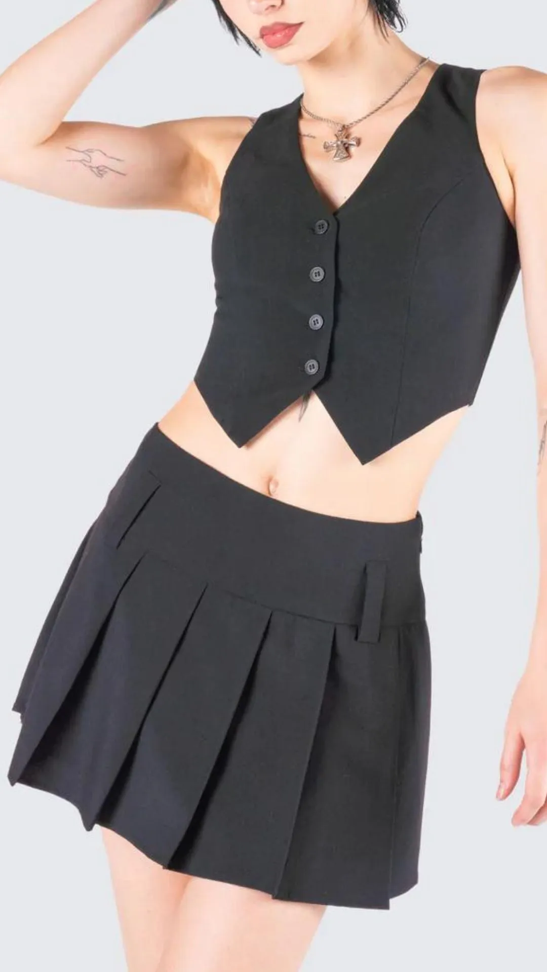 Black Crop Waistcoat