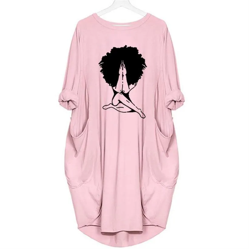 Black Women Print Pocket Dress