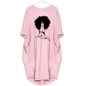Black Women Print Pocket Dress