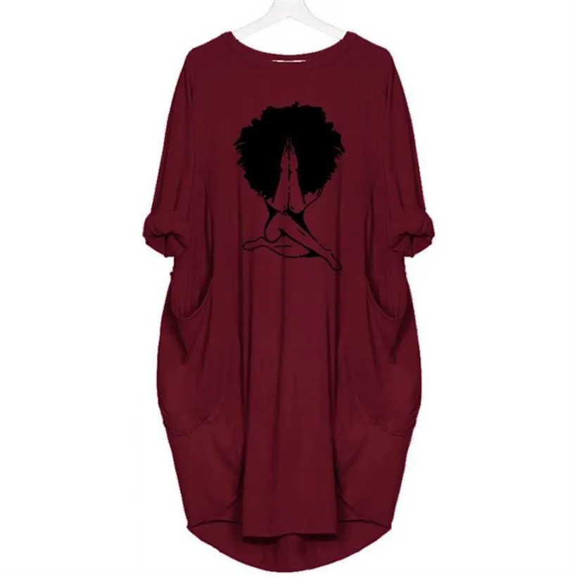 Black Women Print Pocket Dress
