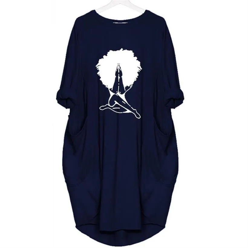 Black Women Print Pocket Dress
