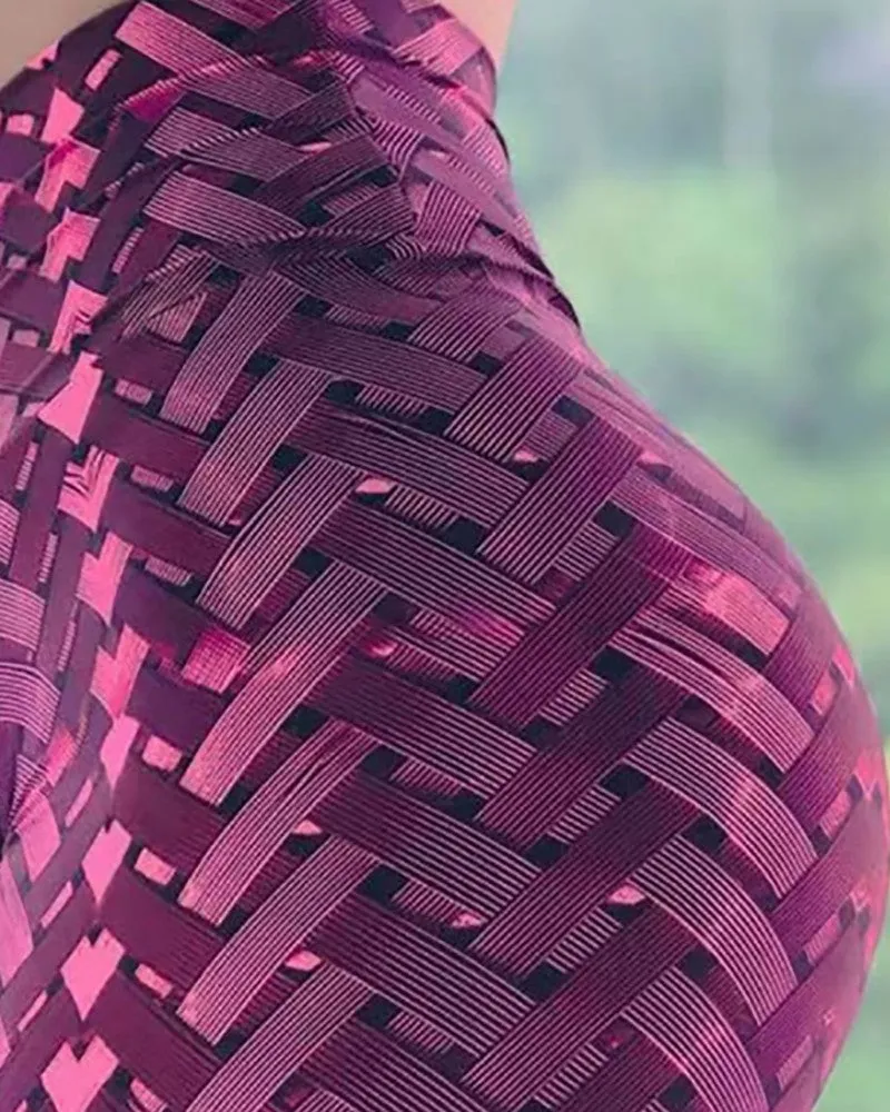 Braided Pattern High Waist Skinny Active Pants