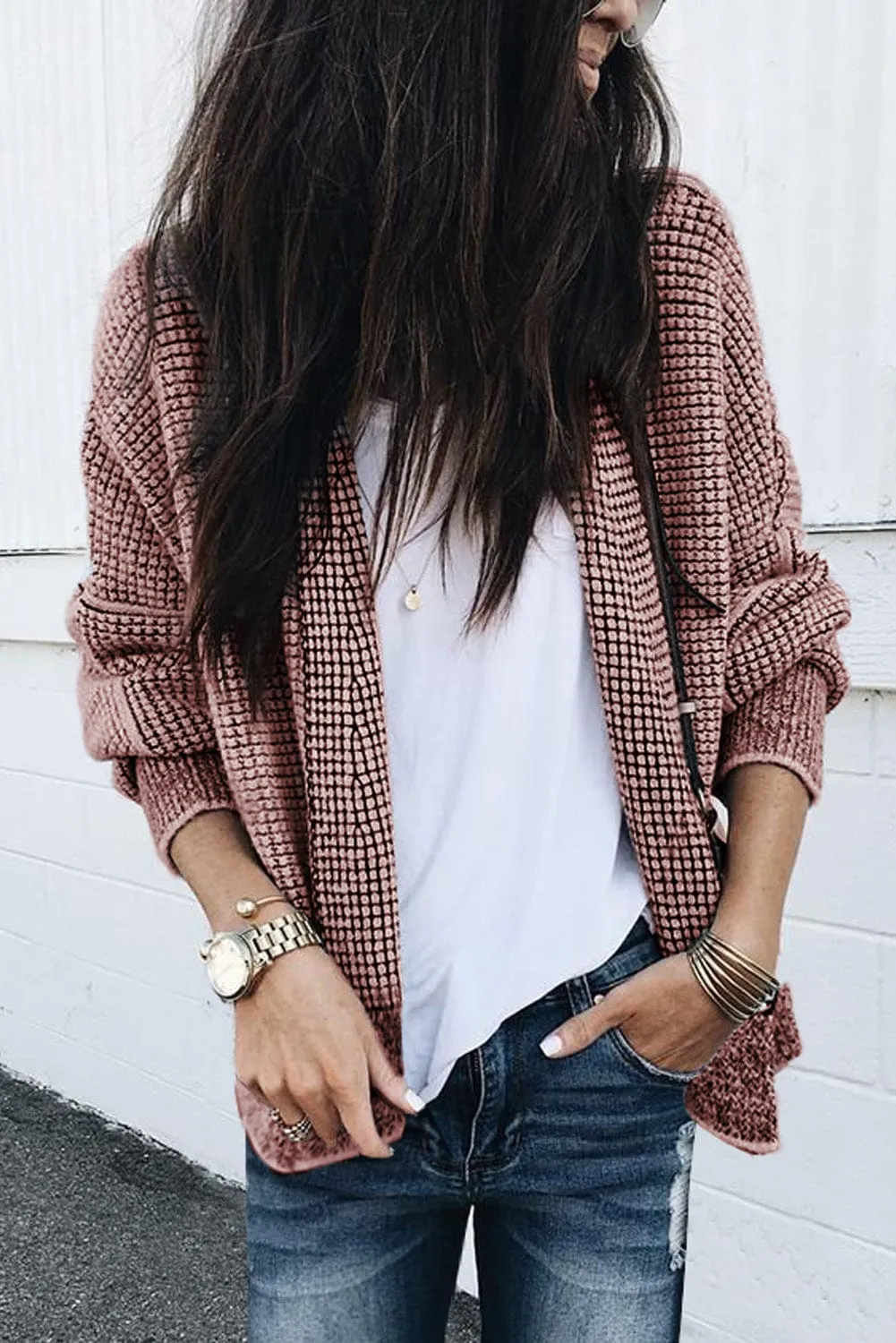 Cable Knit Long Cardigan with Pockets