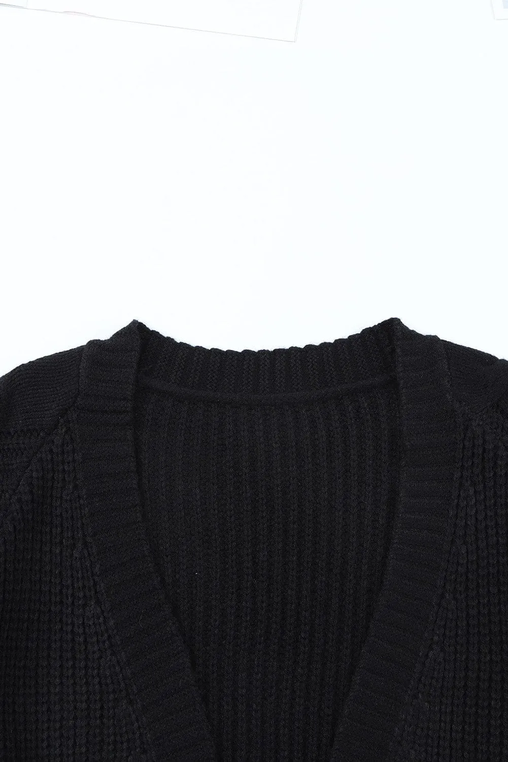 Cable Knit Long Cardigan with Pockets