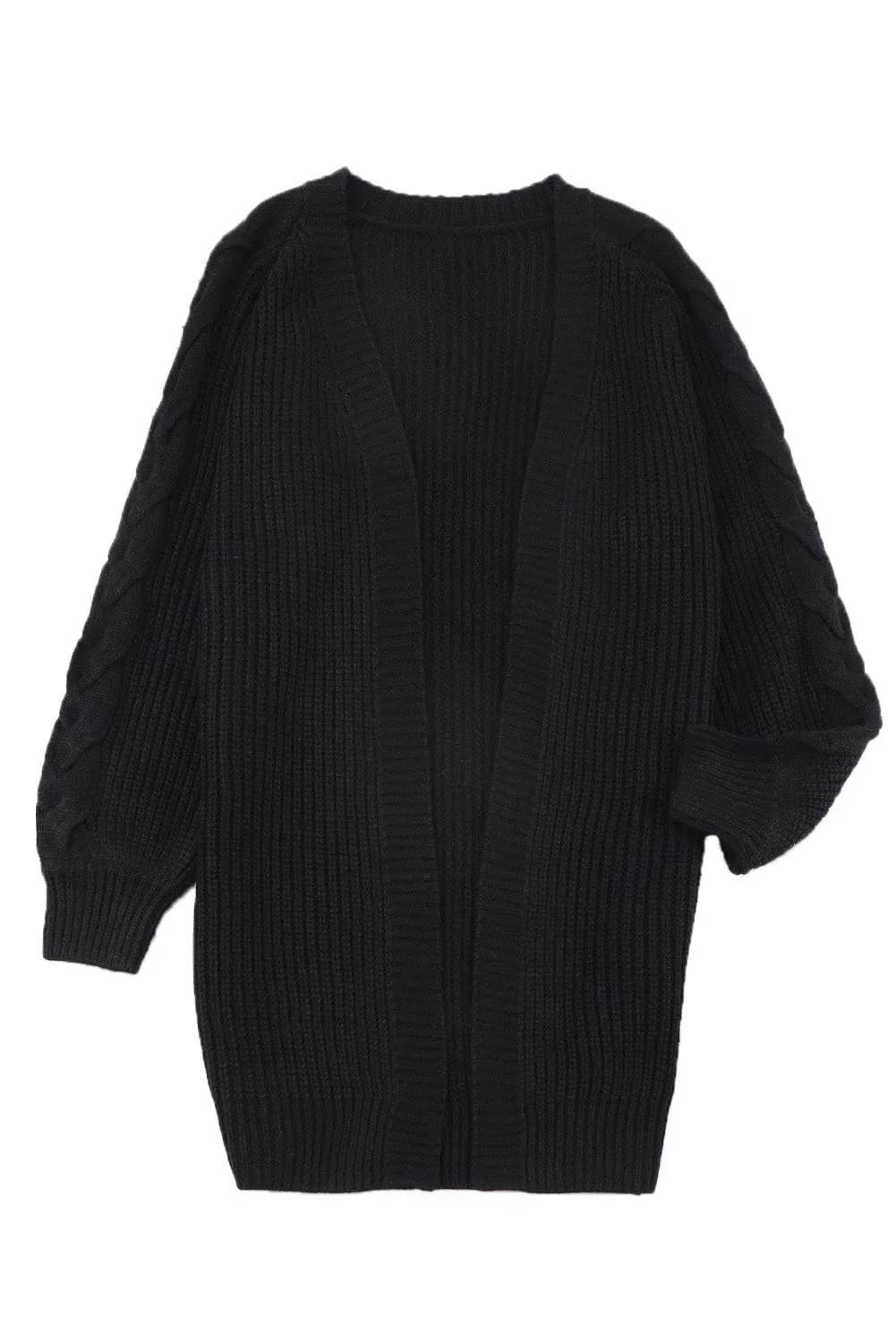 Cable Knit Long Cardigan with Pockets