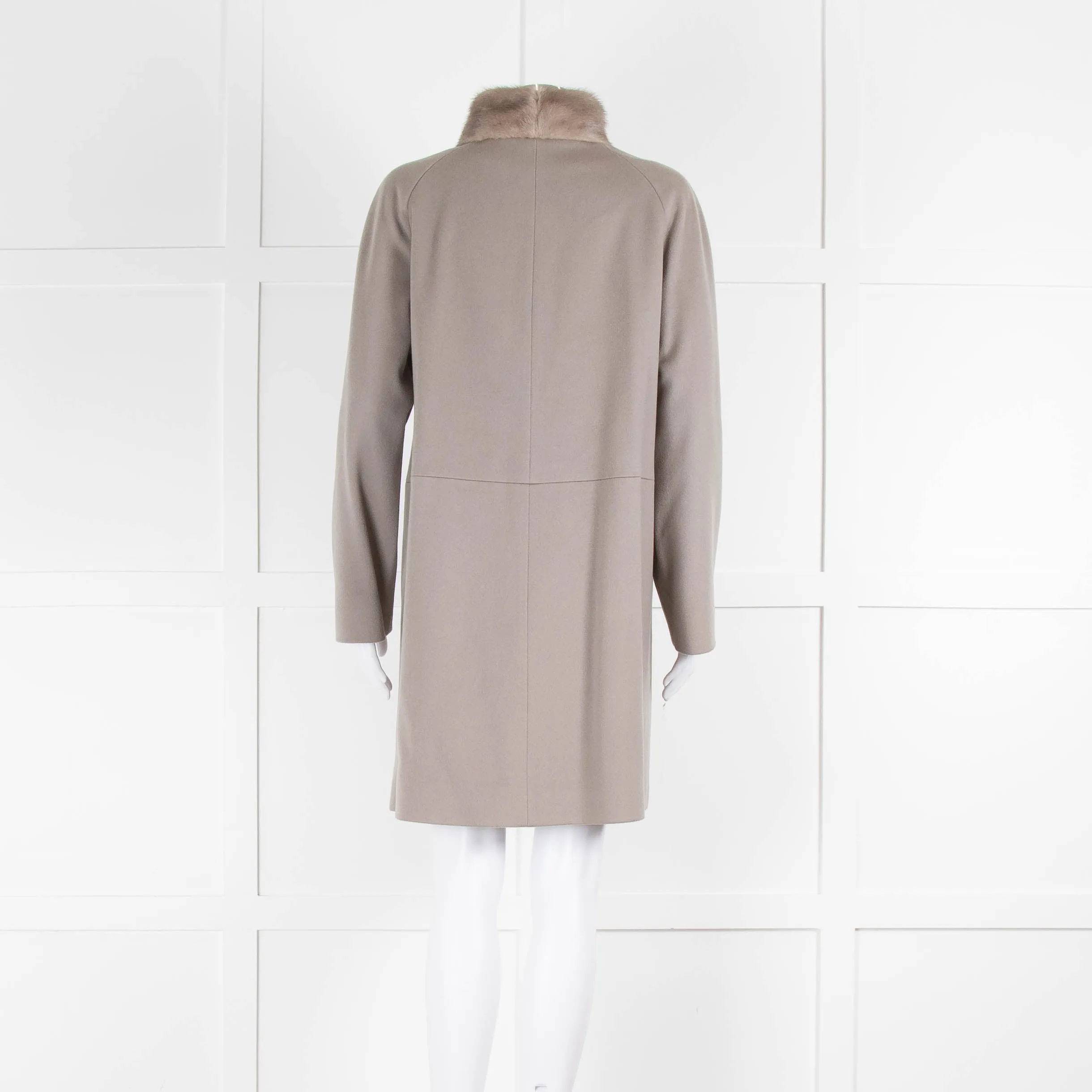 Cinzia Rocca Taupe Wool Mink Collar Coat
