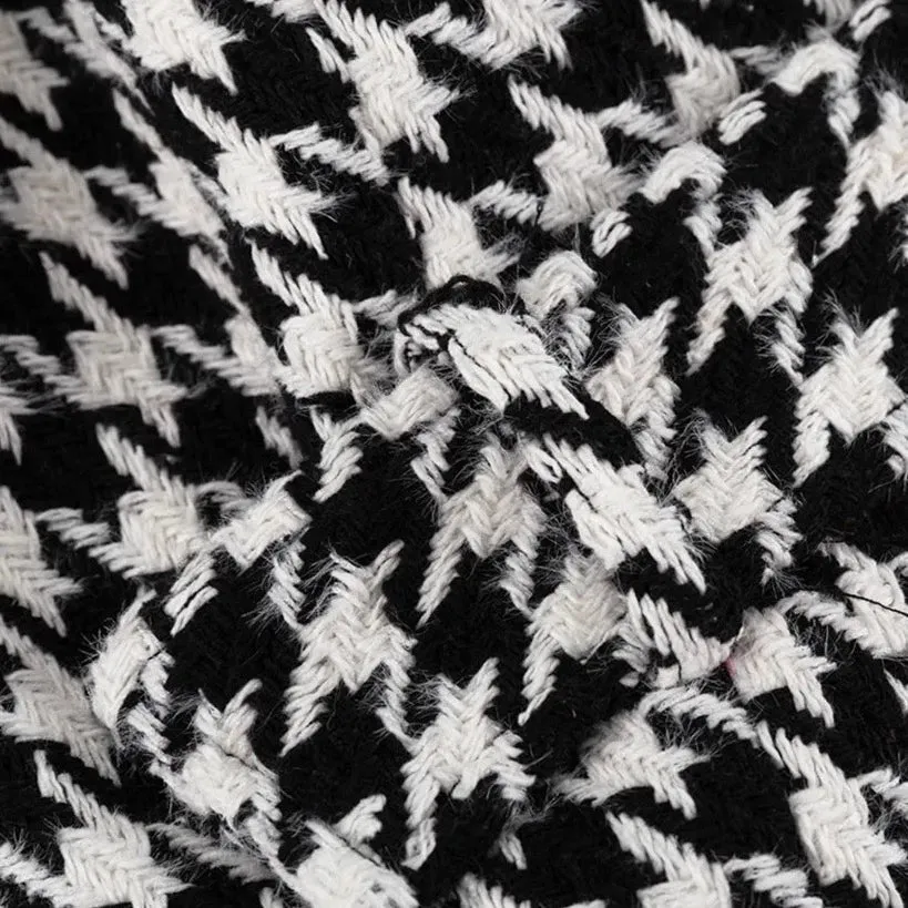 Clara Houndstooth Woolen Maxi Trench Coat