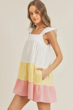 Colorblock Tiered Dress