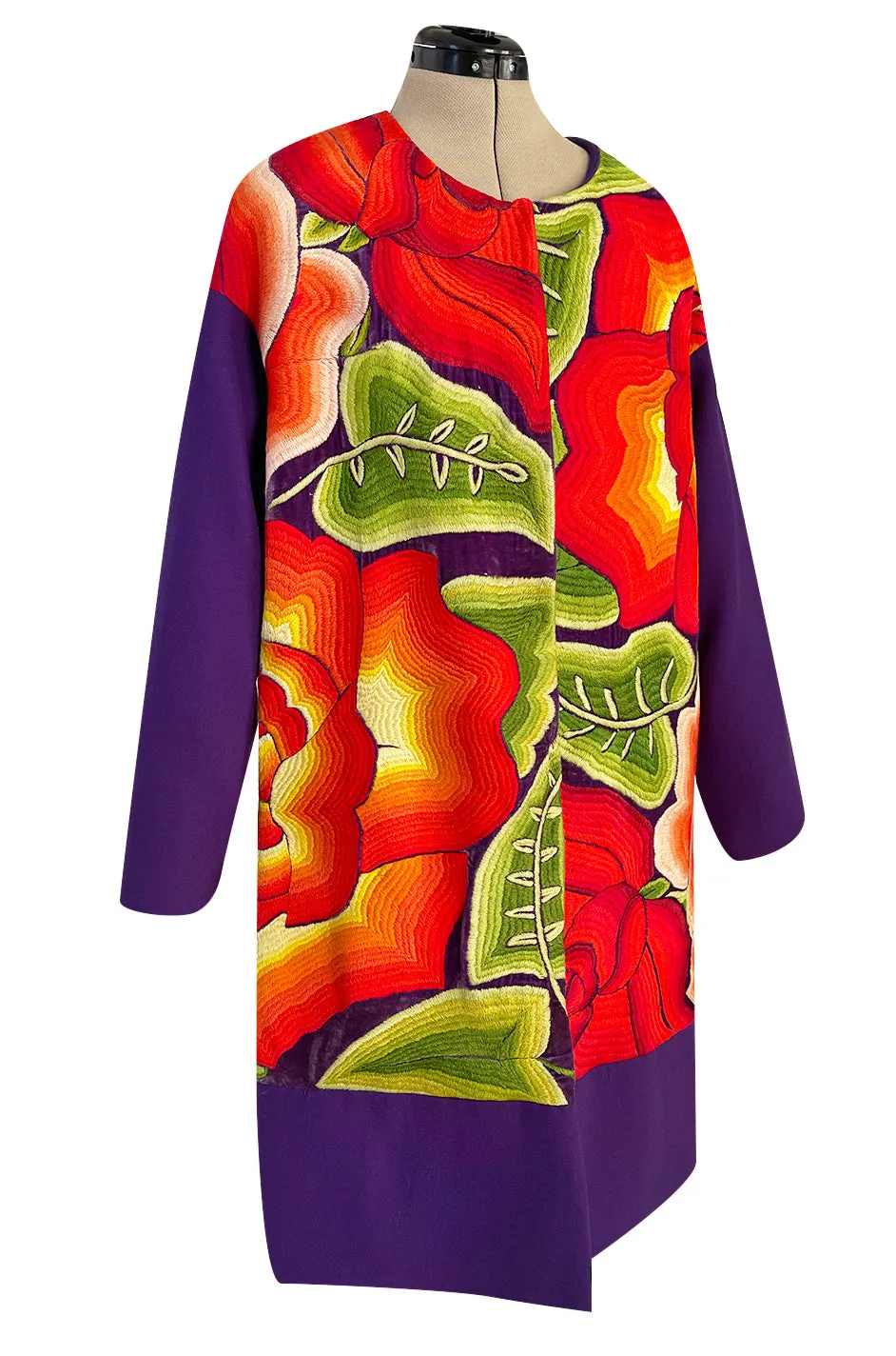 Custom Made Coat From Traditional 1940s Mexican Hand Embroidered TehuantepecFabric
