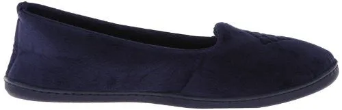 Dearfoams Women's Embroidered Closed Back Slipper,Peacoat,Medium/7-8 M US
