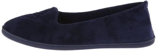 Dearfoams Women's Embroidered Closed Back Slipper,Peacoat,Medium/7-8 M US