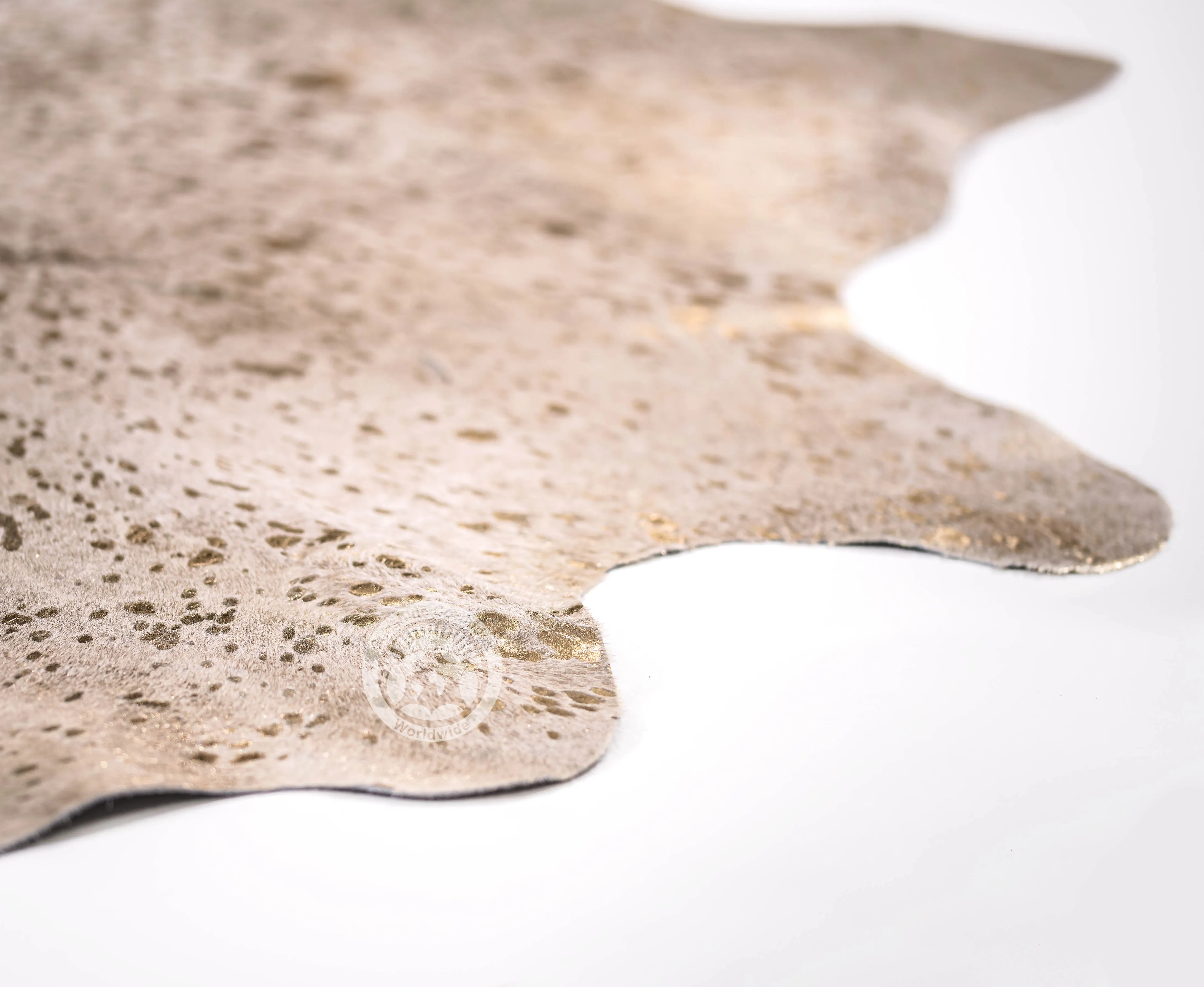 Devore Metallic Gold on Off White Cowhide Rug