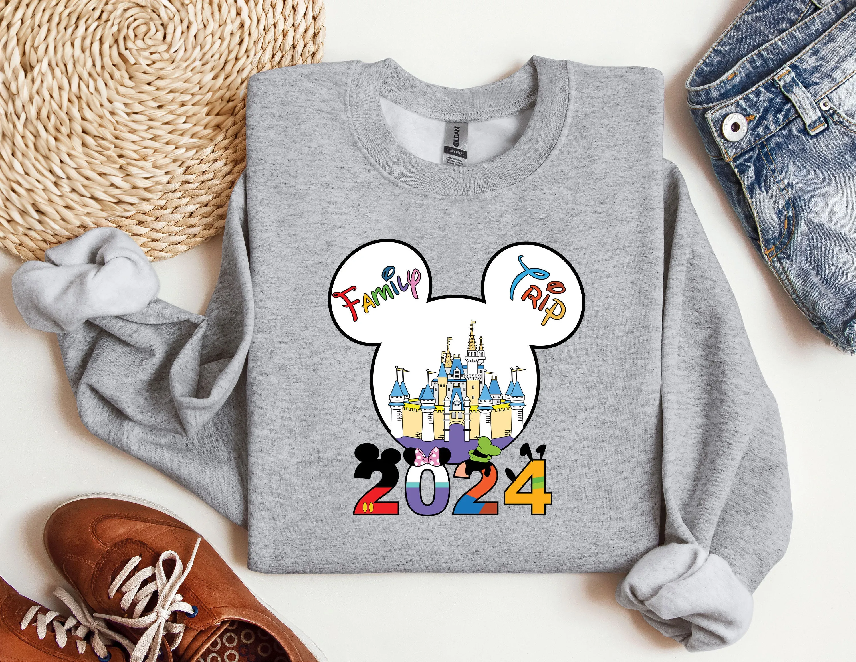 Disney Family Sweatshirt, Disney Shirt for Women, Disney Ear Hoodie, Disney Mickey Silhouette Sweatshirt, Disney Minnie Sweatshirt