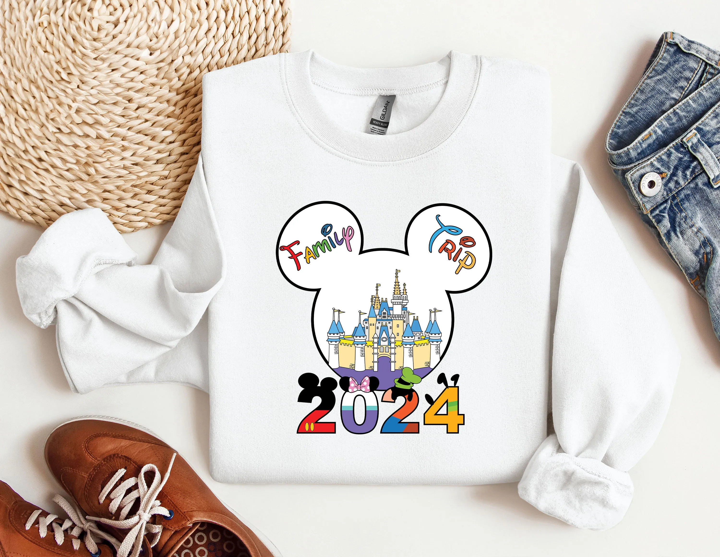 Disney Family Sweatshirt, Disney Shirt for Women, Disney Ear Hoodie, Disney Mickey Silhouette Sweatshirt, Disney Minnie Sweatshirt