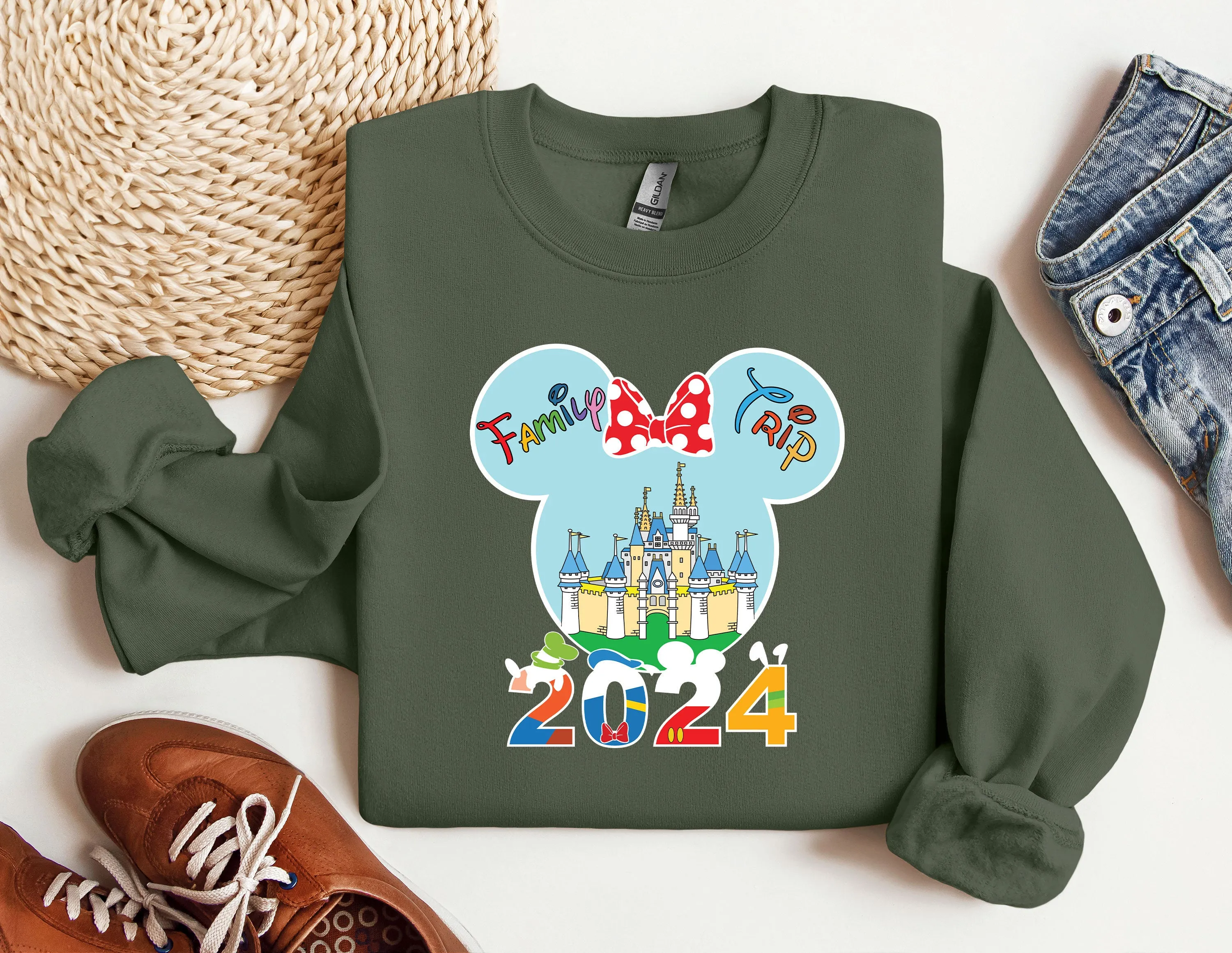 Disney Family Sweatshirt, Disney Shirt for Women, Disney Ear Hoodie, Disney Mickey Silhouette Sweatshirt, Disney Minnie Sweatshirt