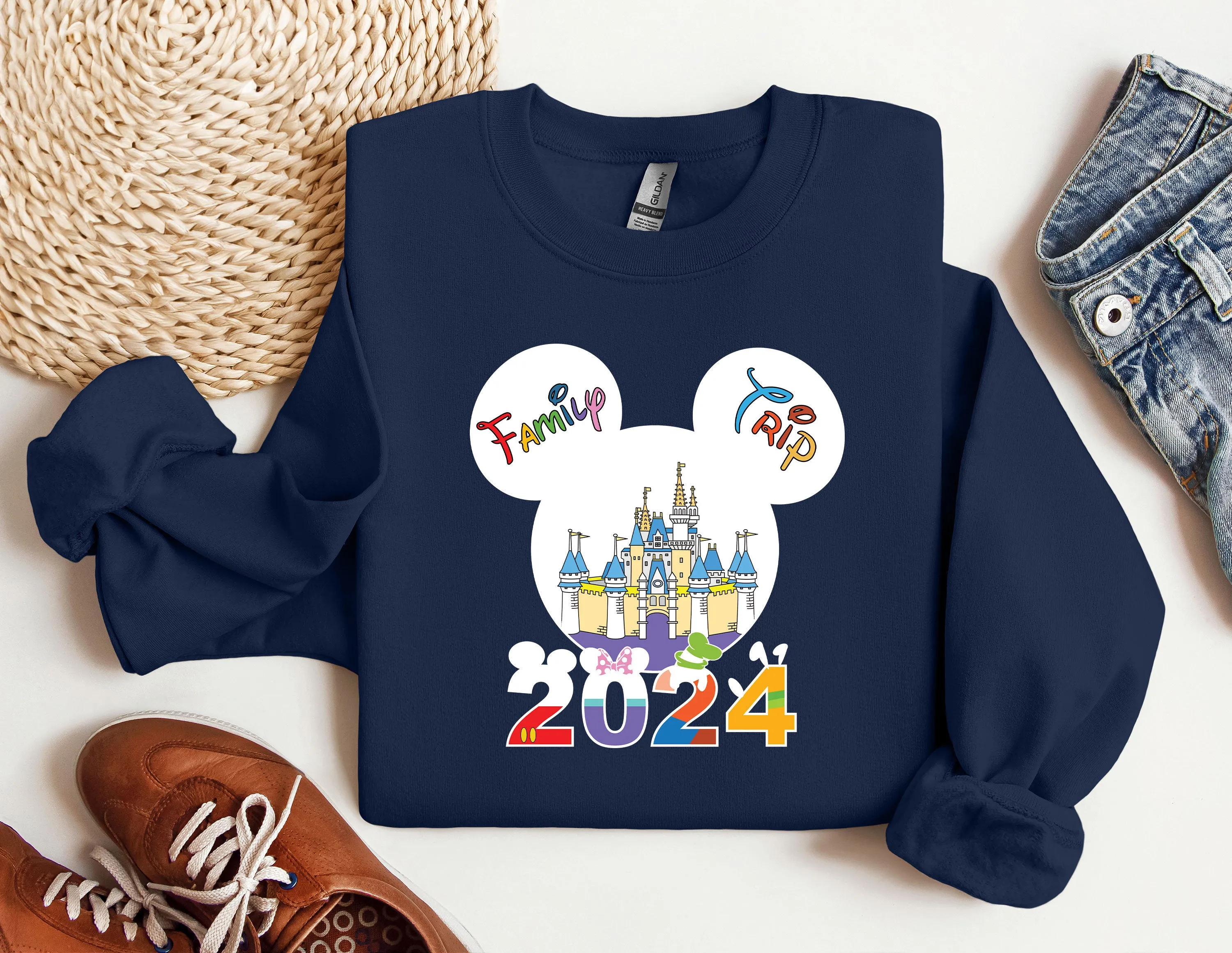 Disney Family Sweatshirt, Disney Shirt for Women, Disney Ear Hoodie, Disney Mickey Silhouette Sweatshirt, Disney Minnie Sweatshirt