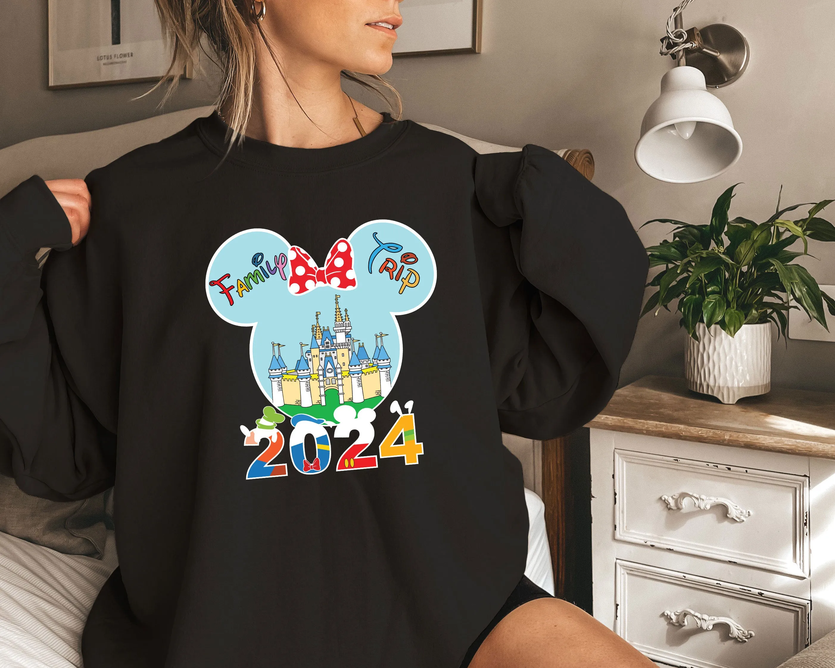Disney Family Sweatshirt, Disney Shirt for Women, Disney Ear Hoodie, Disney Mickey Silhouette Sweatshirt, Disney Minnie Sweatshirt