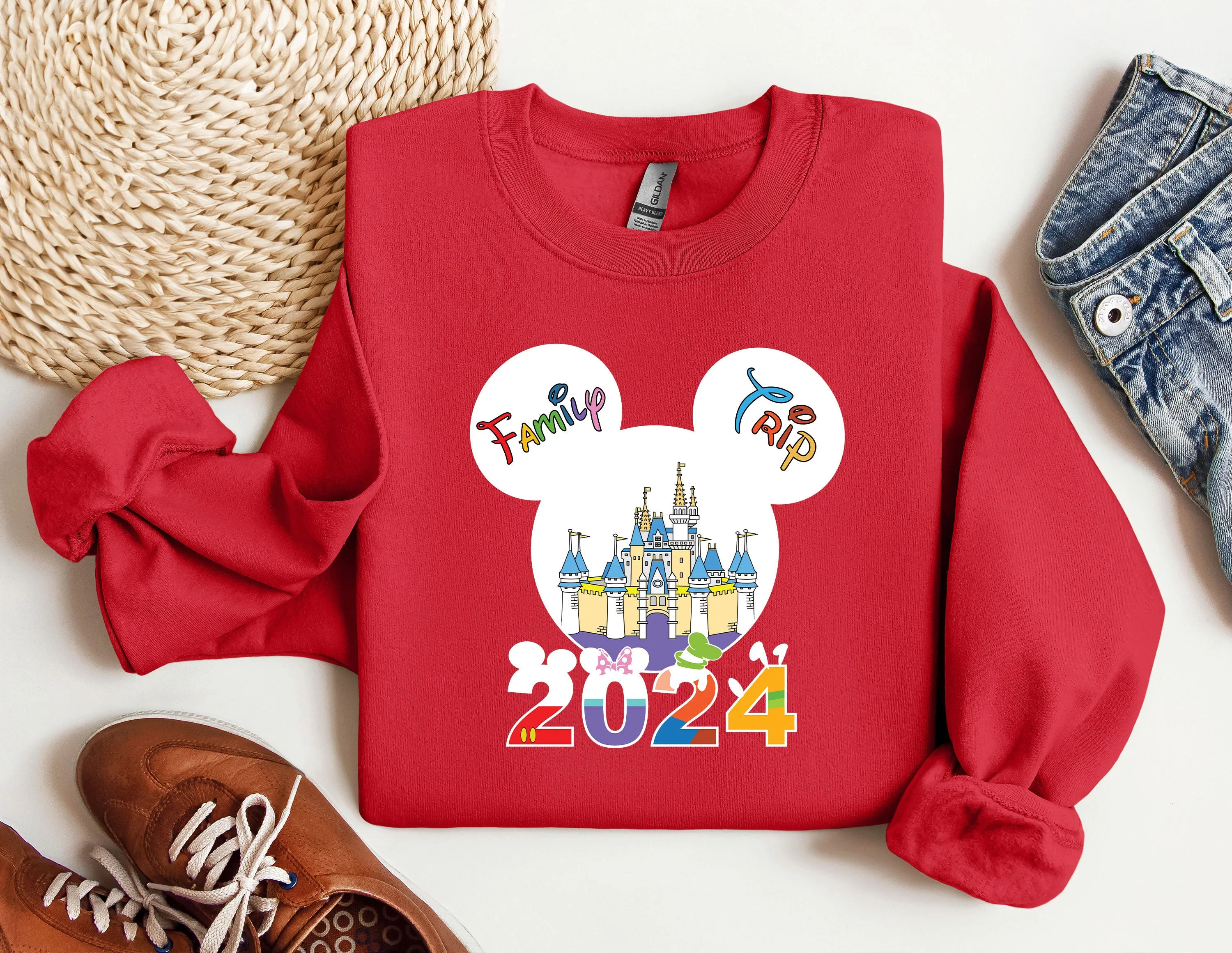 Disney Family Sweatshirt, Disney Shirt for Women, Disney Ear Hoodie, Disney Mickey Silhouette Sweatshirt, Disney Minnie Sweatshirt