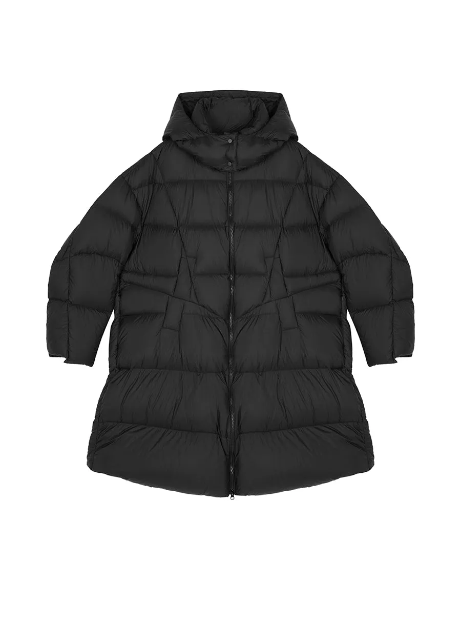 Downcoat / JNBY Irregular Mid-Length Hooded Down Coat