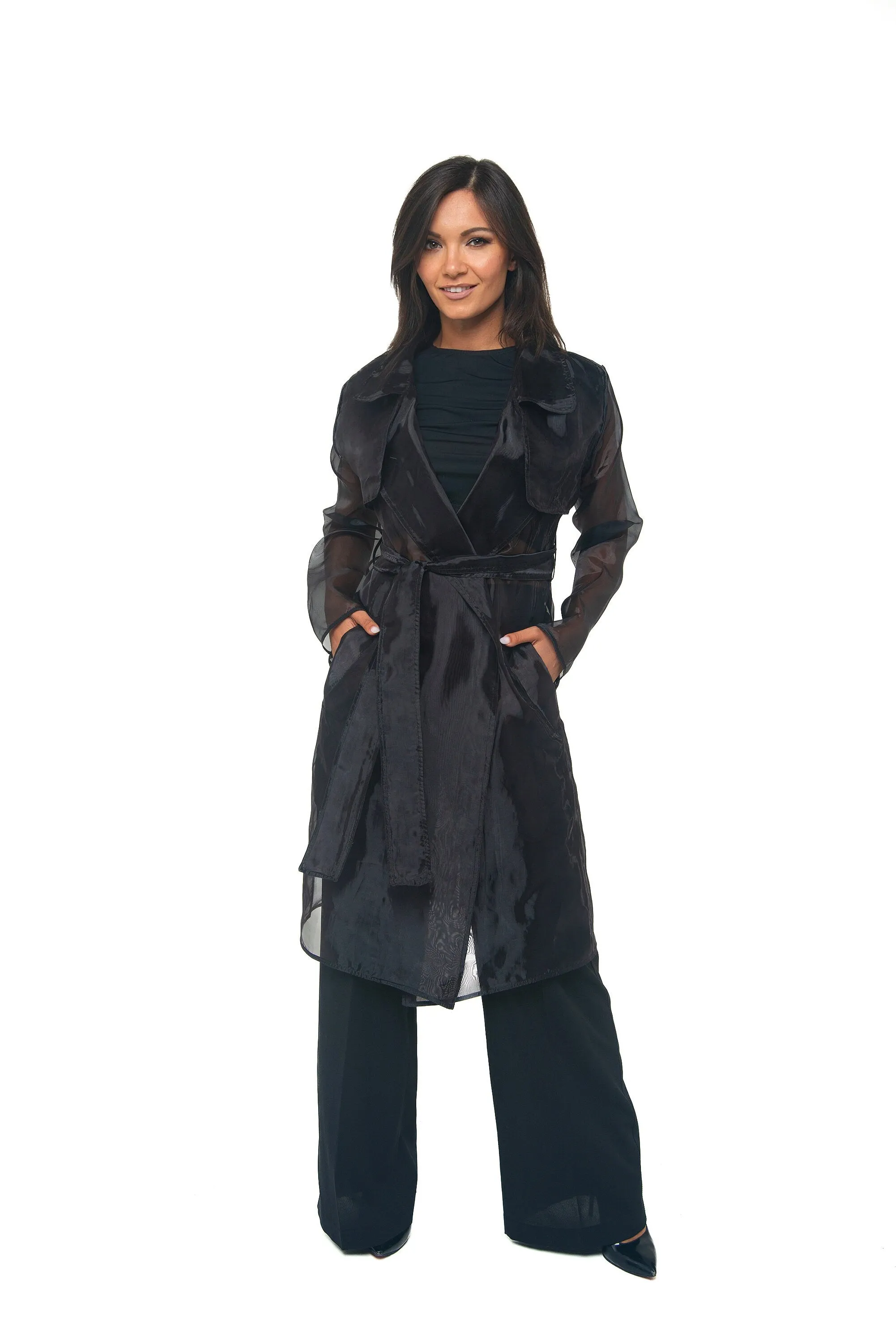 Elegant Organza Ladies Trench Coat.