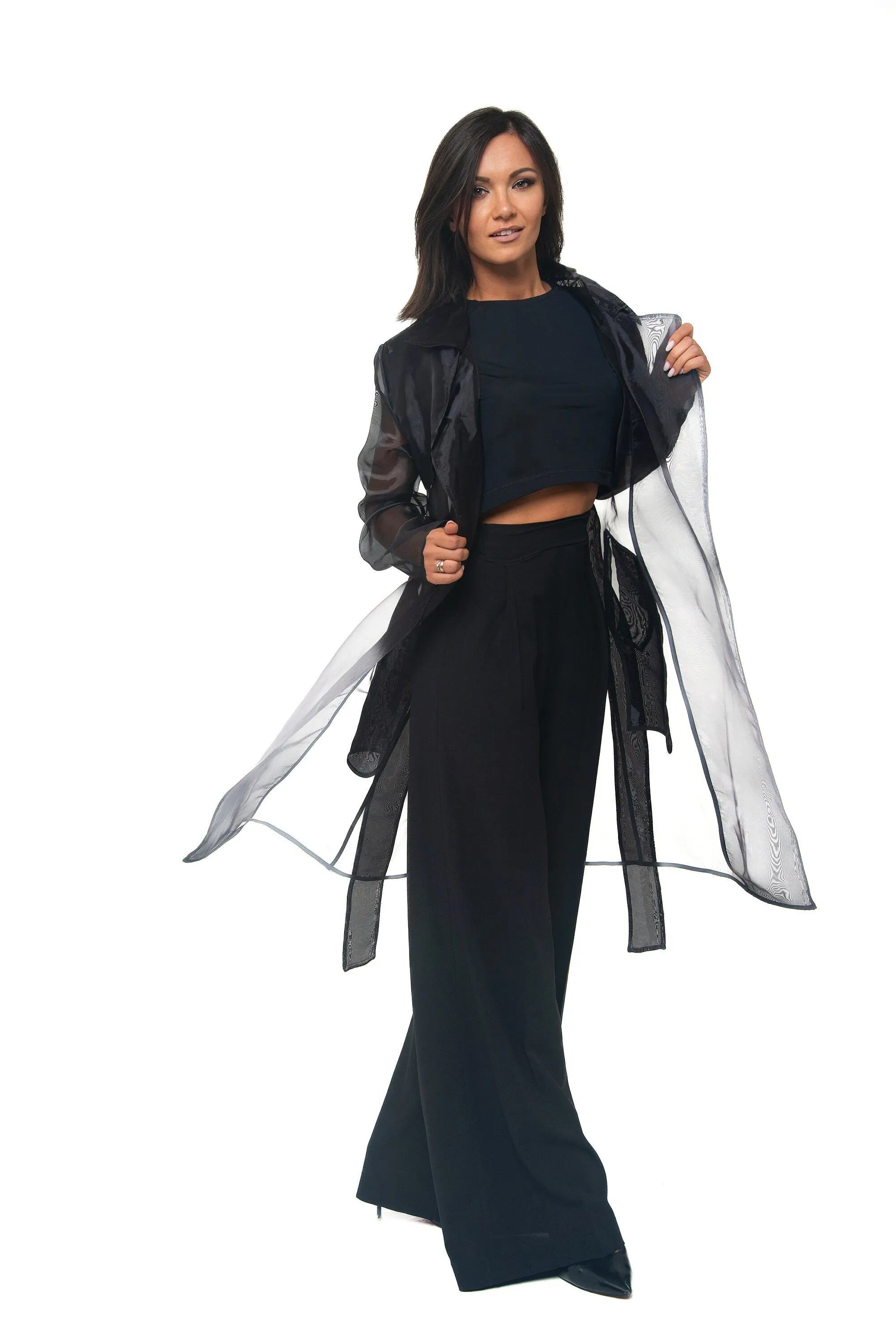 Elegant Organza Ladies Trench Coat.