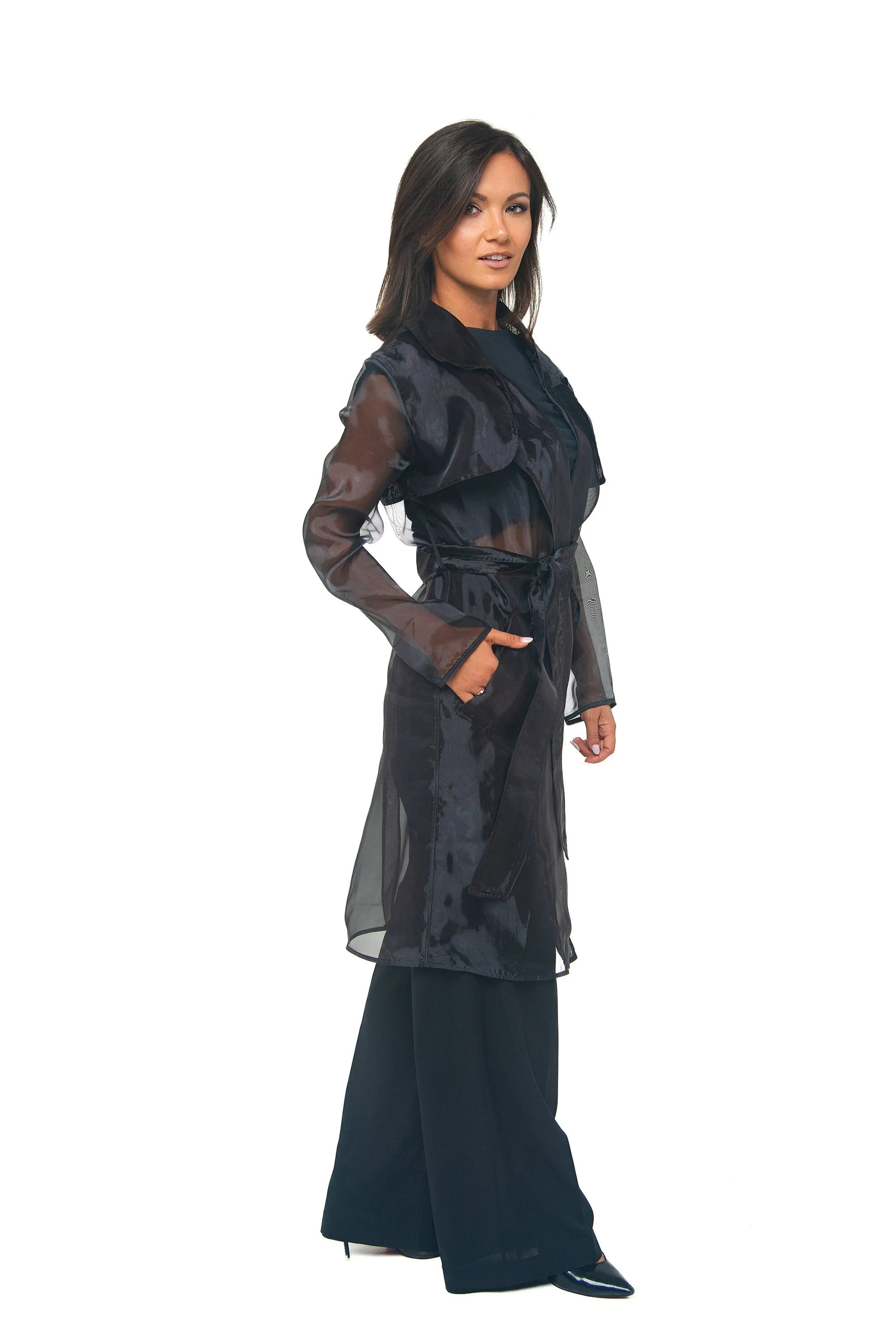 Elegant Organza Ladies Trench Coat.