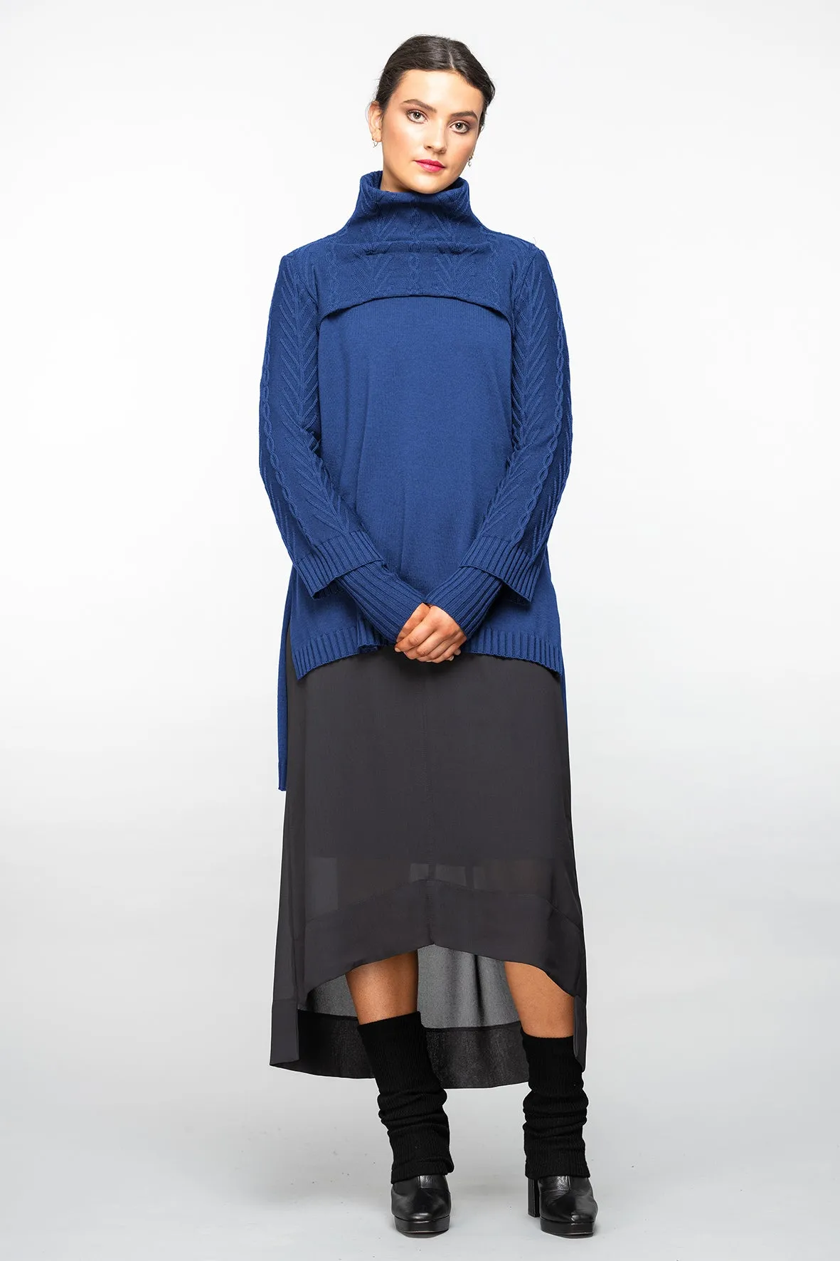 First Edition - Cropped Merino Jumper - Atlantic