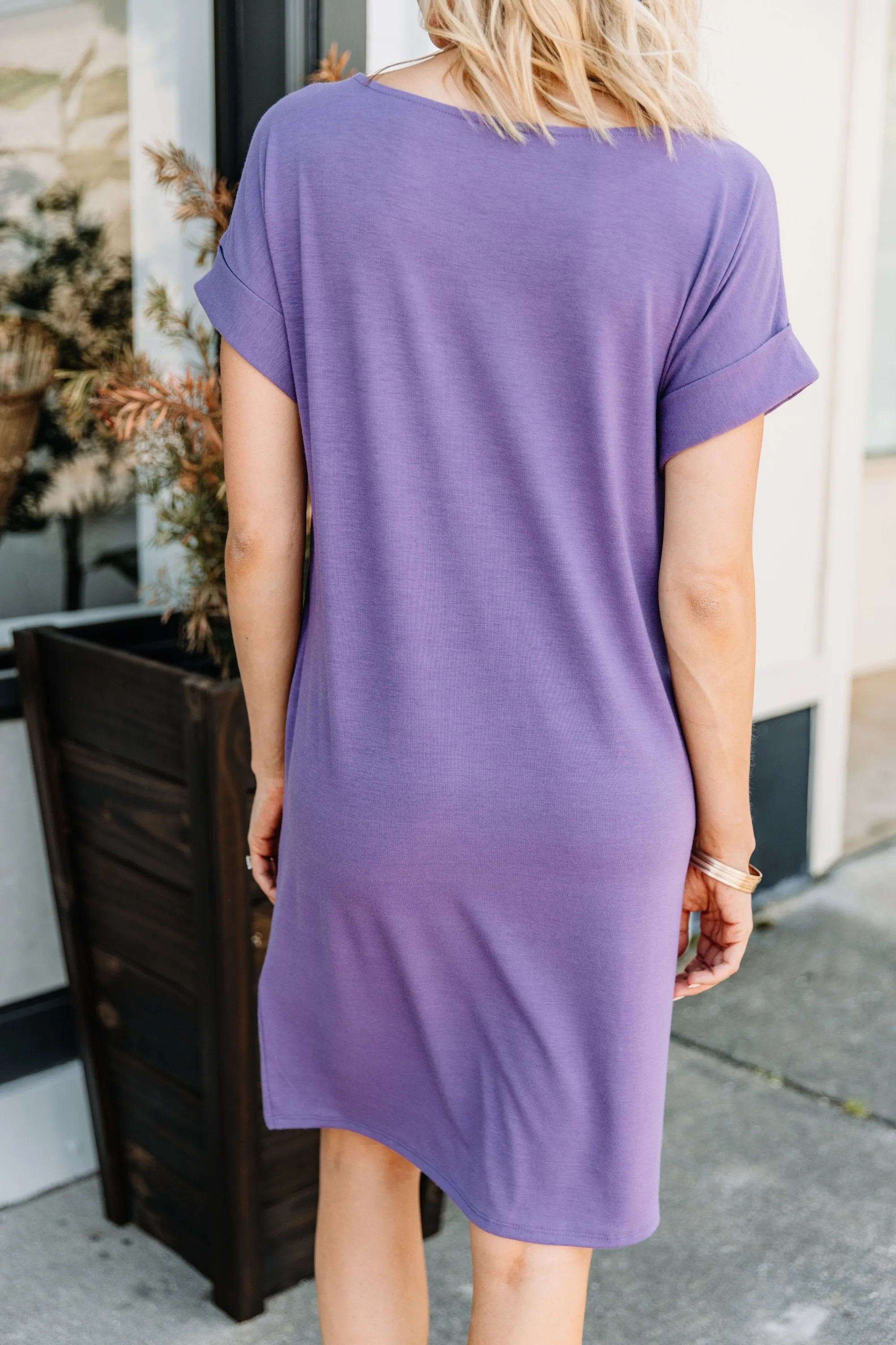 Get To Know Me Lilac Gray T-shirt Dress