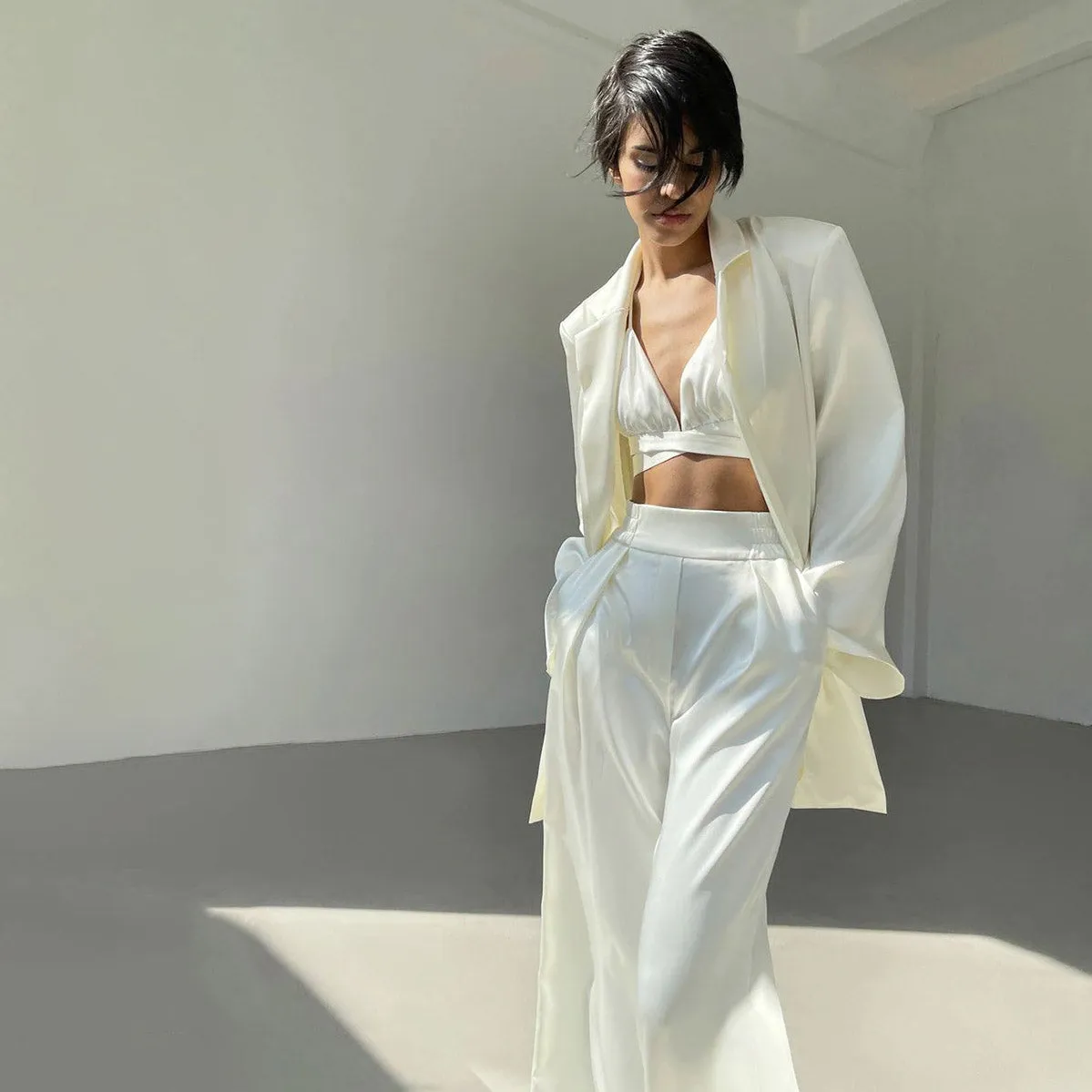 HADE Lace UP TOP PANTS and Blazer SET