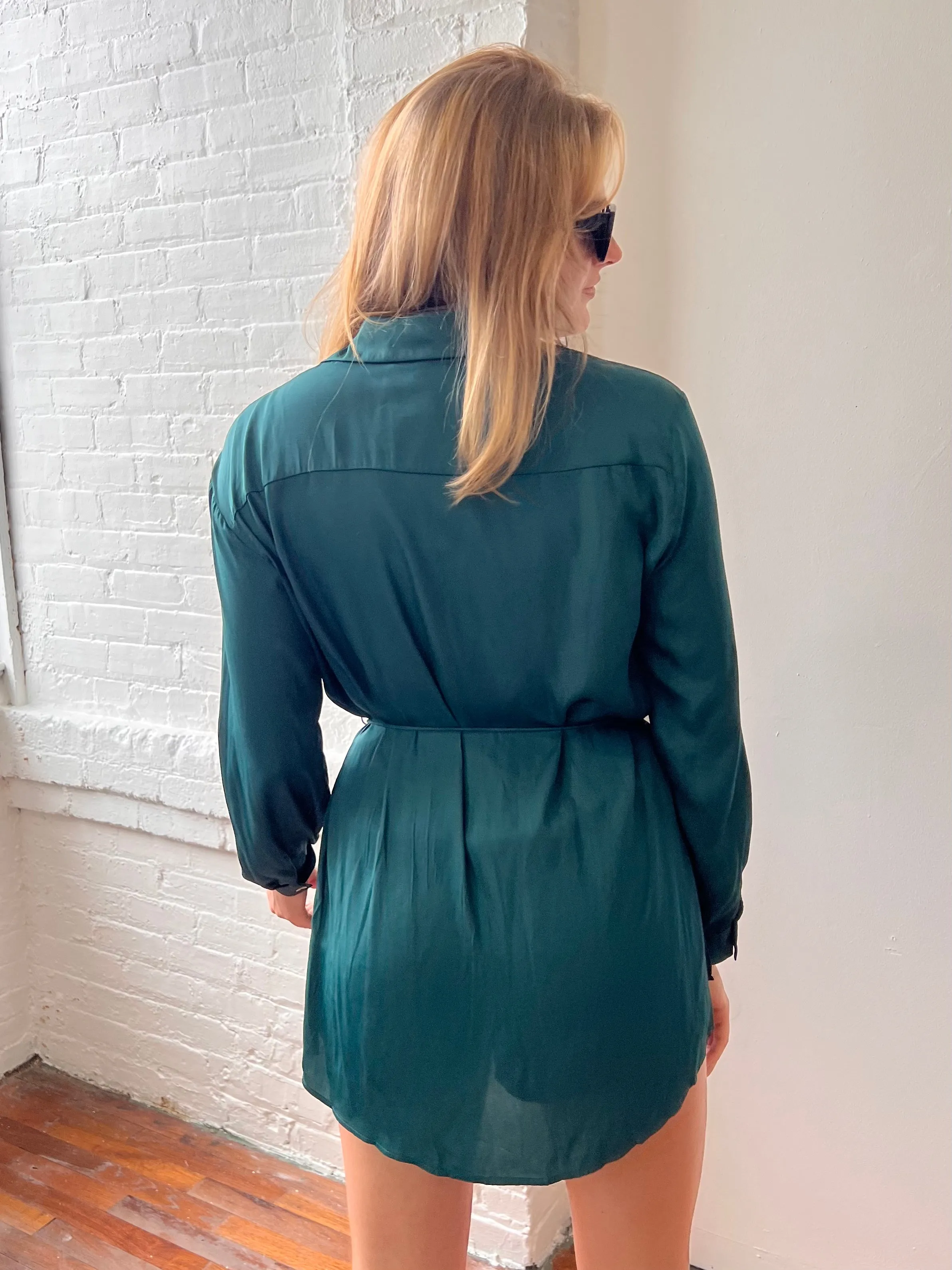 HUNTER SHIRT ROMPER IN PINE GREEN