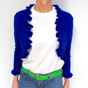 Indigo Blue Cashmere Frill Edge Bolero Cardigan Medium