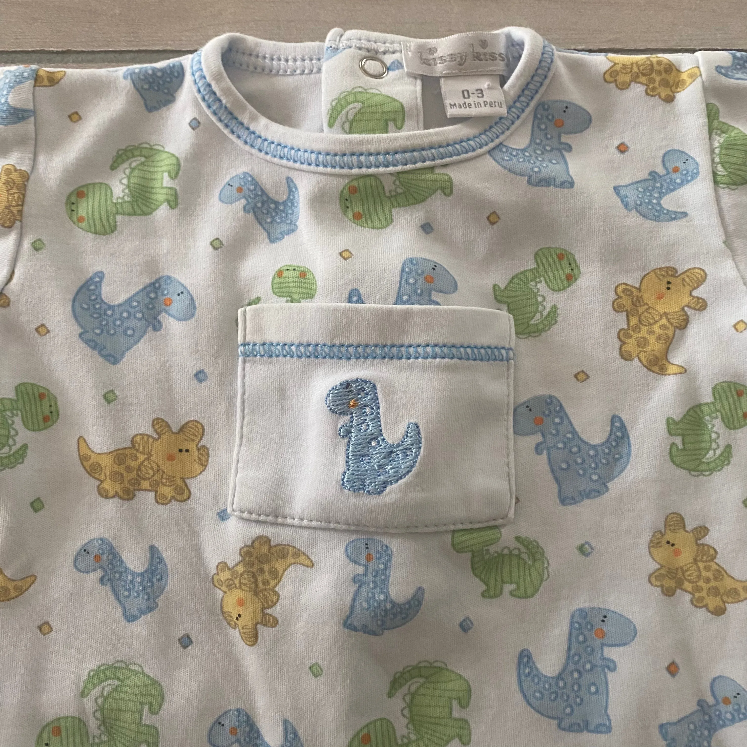 Kissy Kissy Dinosaur Pattern Pima Cotton Romper