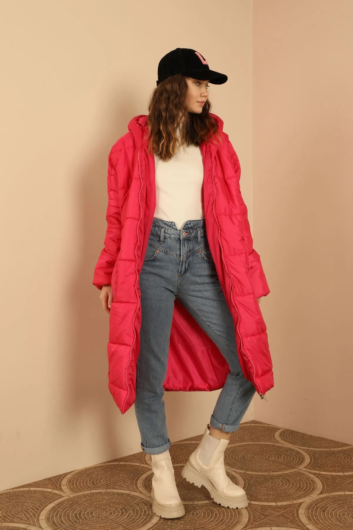 KKT  Long Sleeve Oversize Women Coat-Fuchia - Marratxi