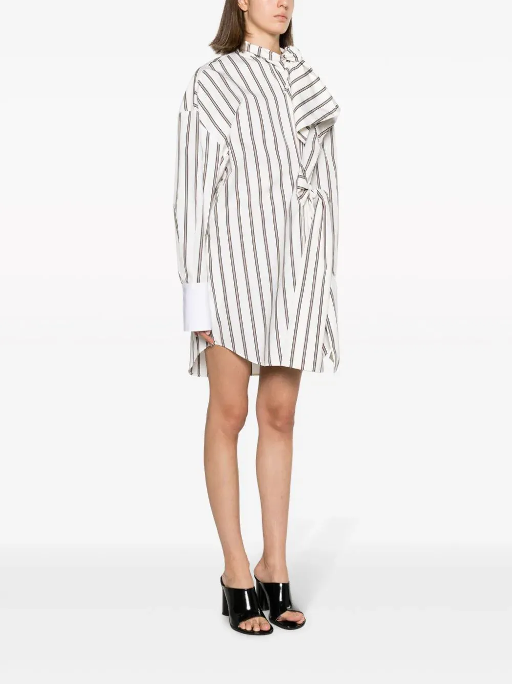Knotted Details Stripe Shirt Dress