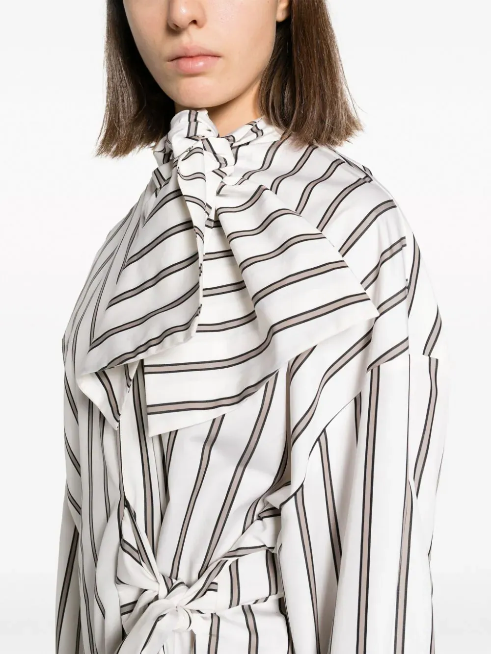 Knotted Details Stripe Shirt Dress