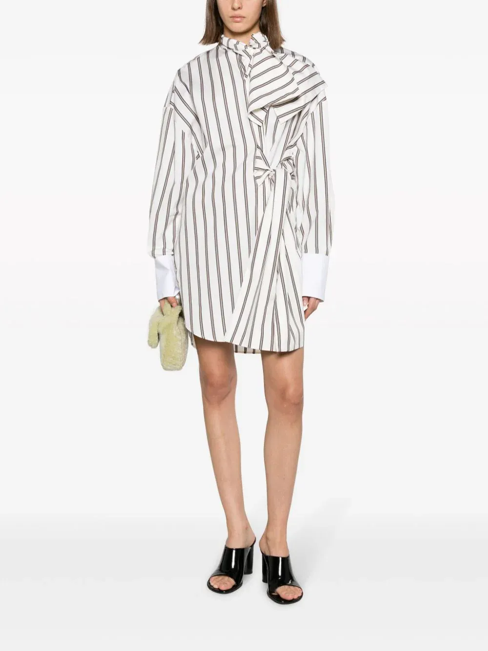 Knotted Details Stripe Shirt Dress