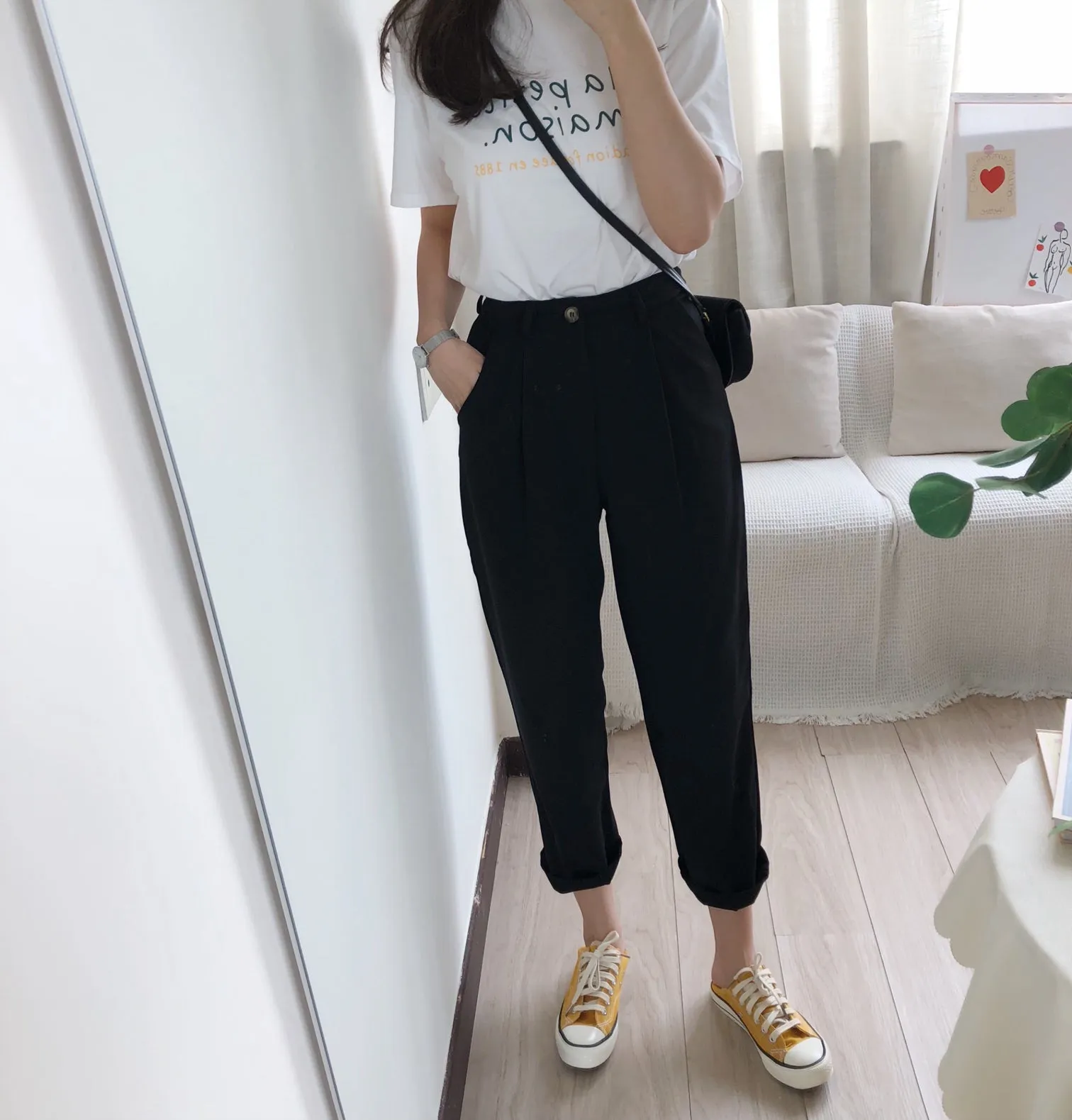 [Korean Style] Gabrial High Waist Cropped Trouser