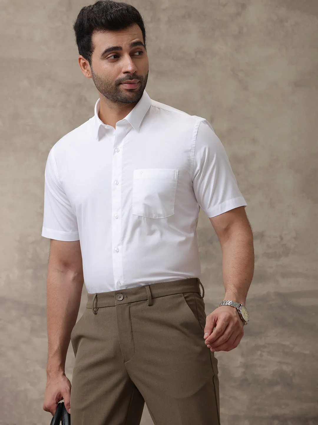 Men Giza Cotton White Shirt _5001