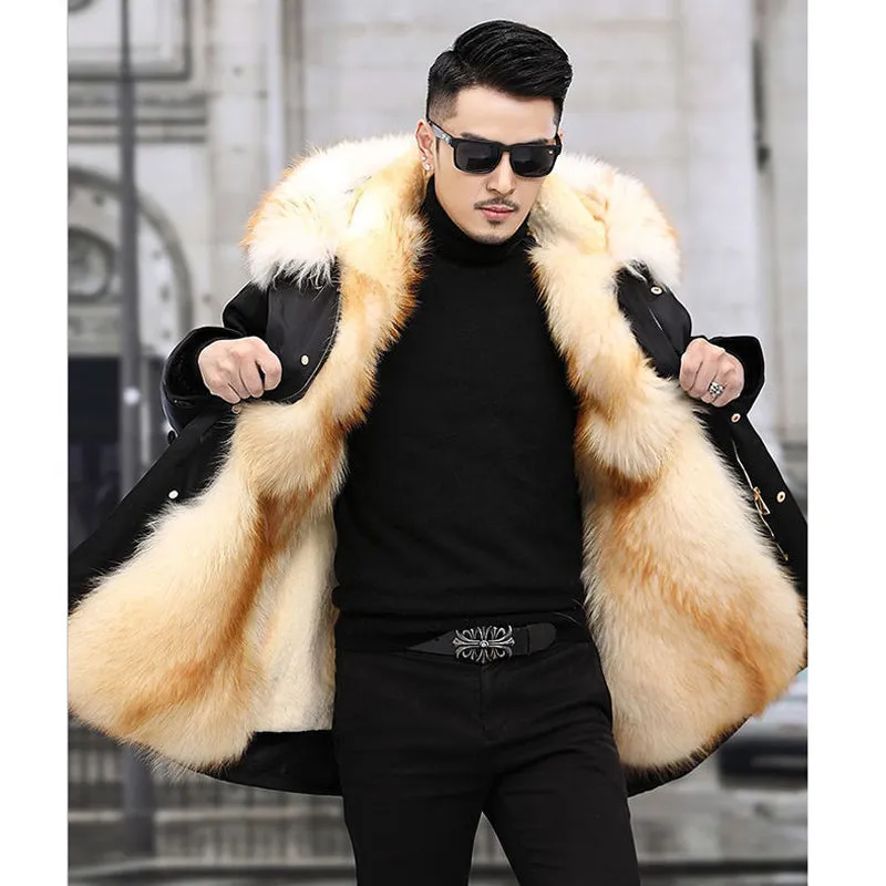 Men's Long Faux Fur Winter Coat