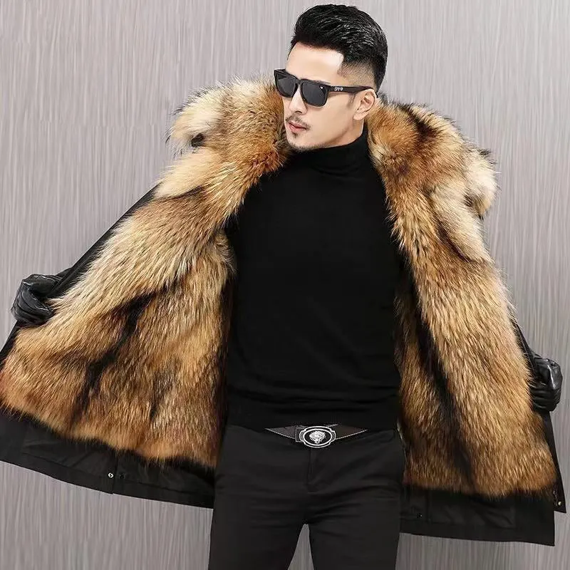 Men's Long Faux Fur Winter Coat