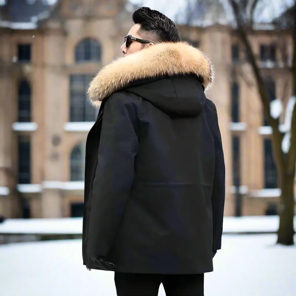 Men's Long Faux Fur Winter Coat